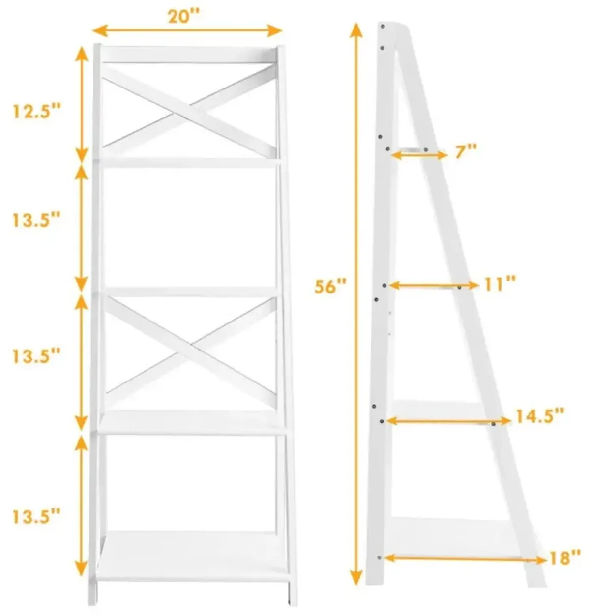 Hivvago 2 Pieces 4-Tier Wood Display Storage Bookshelf Set