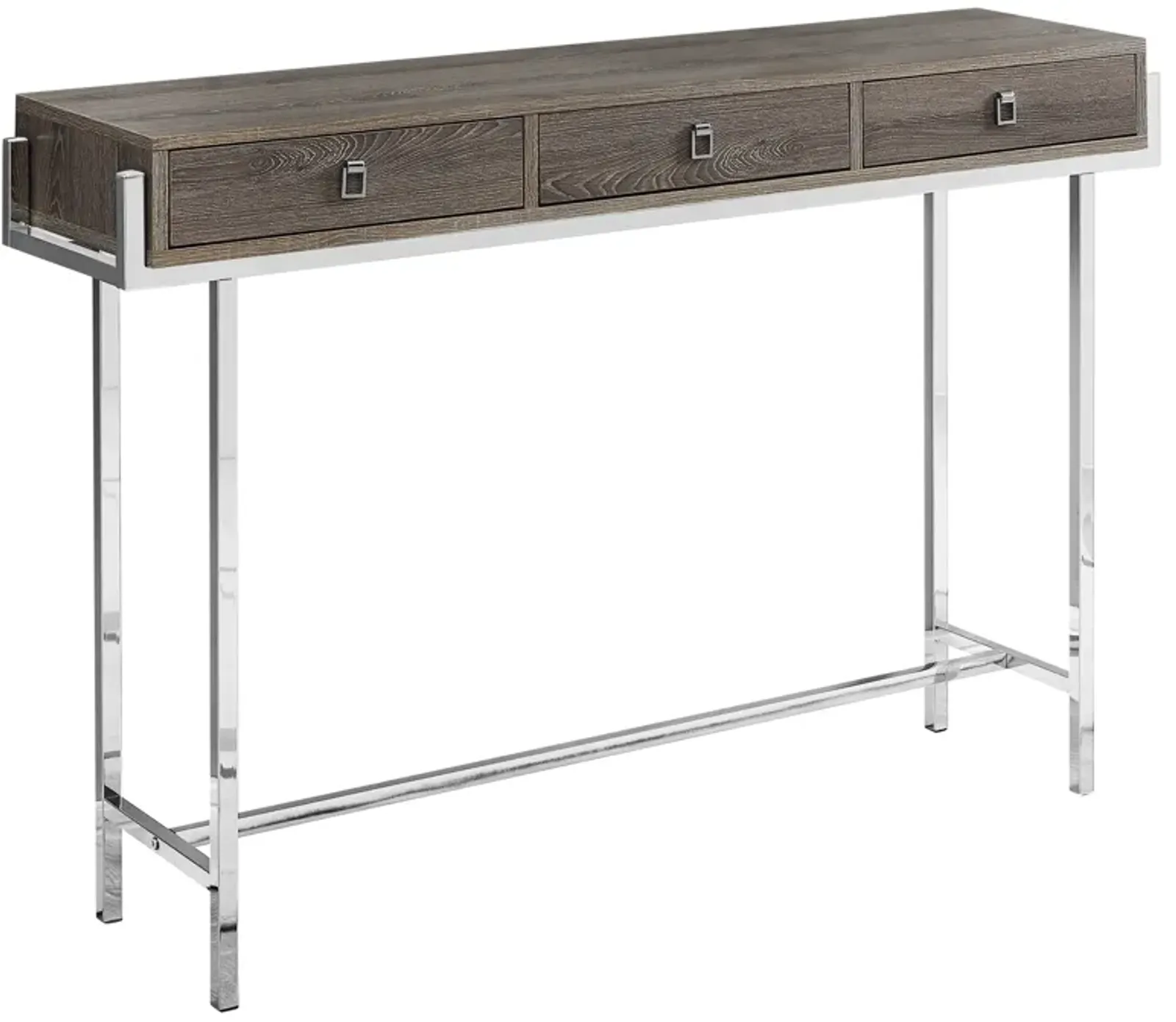 Monarch Specialties I 3299 Accent Table, Console, Entryway, Narrow, Sofa, Storage Drawer, Living Room, Bedroom, Metal, Laminate, Brown, Chrome, Contemporary, Modern