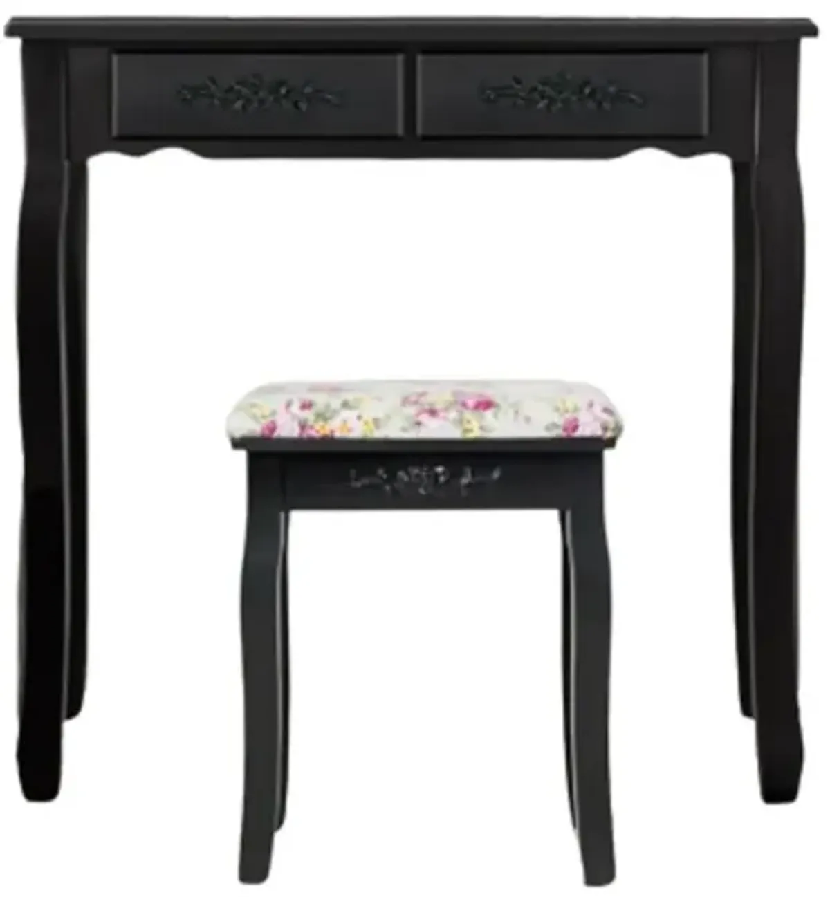 Vanity Wood Dressing Stool Padded Piano Seat with Rose Cushion