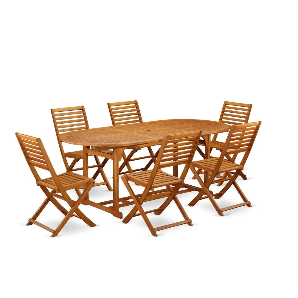 Wooden Patio Set Natural Oil, BSBS7CWNA