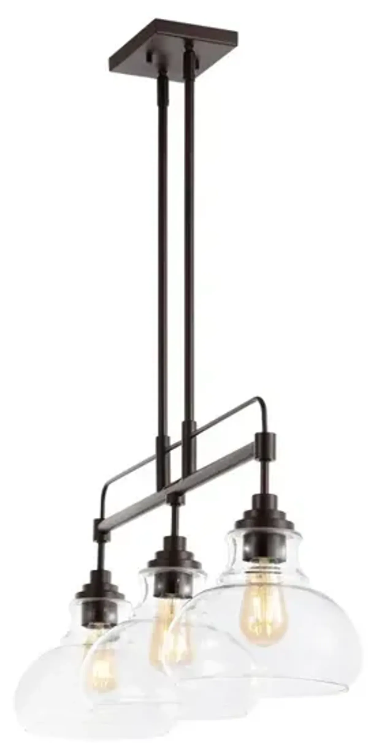 Marlowe 3-Light Farmhouse Industrial Iron/Glass Linear LED Pendant