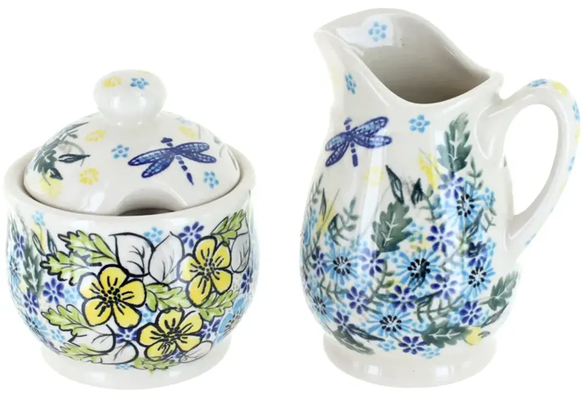 Blue Rose Polish Pottery Scarlett Cream & Sugar Set