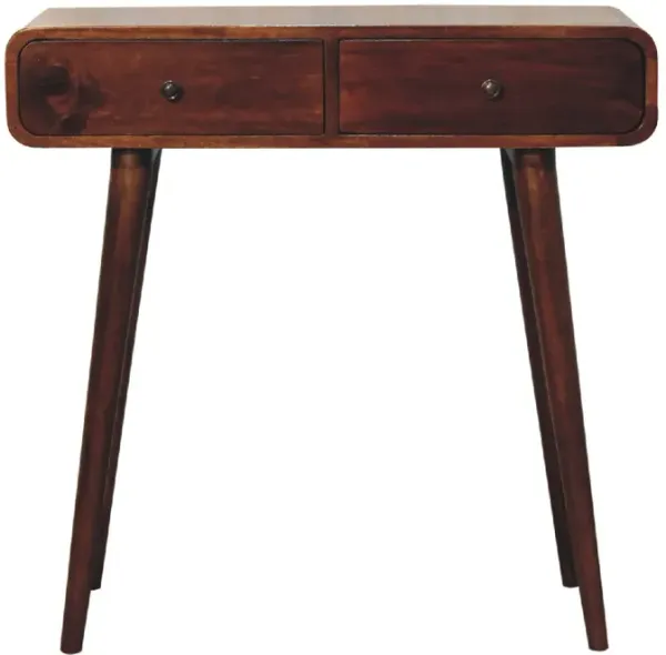 Artisan Furniture Chestnut Curved  Solid Wood 2 Drawer Hallway Table