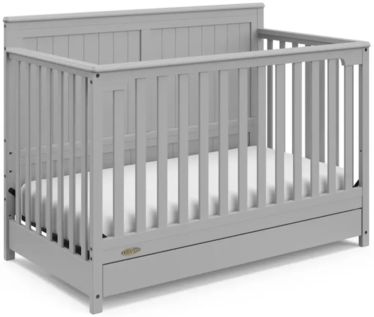 Graco Hadley 5-in-1 Convertible Crib with Drawer (Pebble Gray)