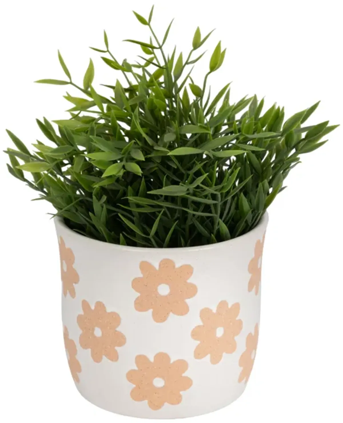 6" Flower Power Planter, White/tan