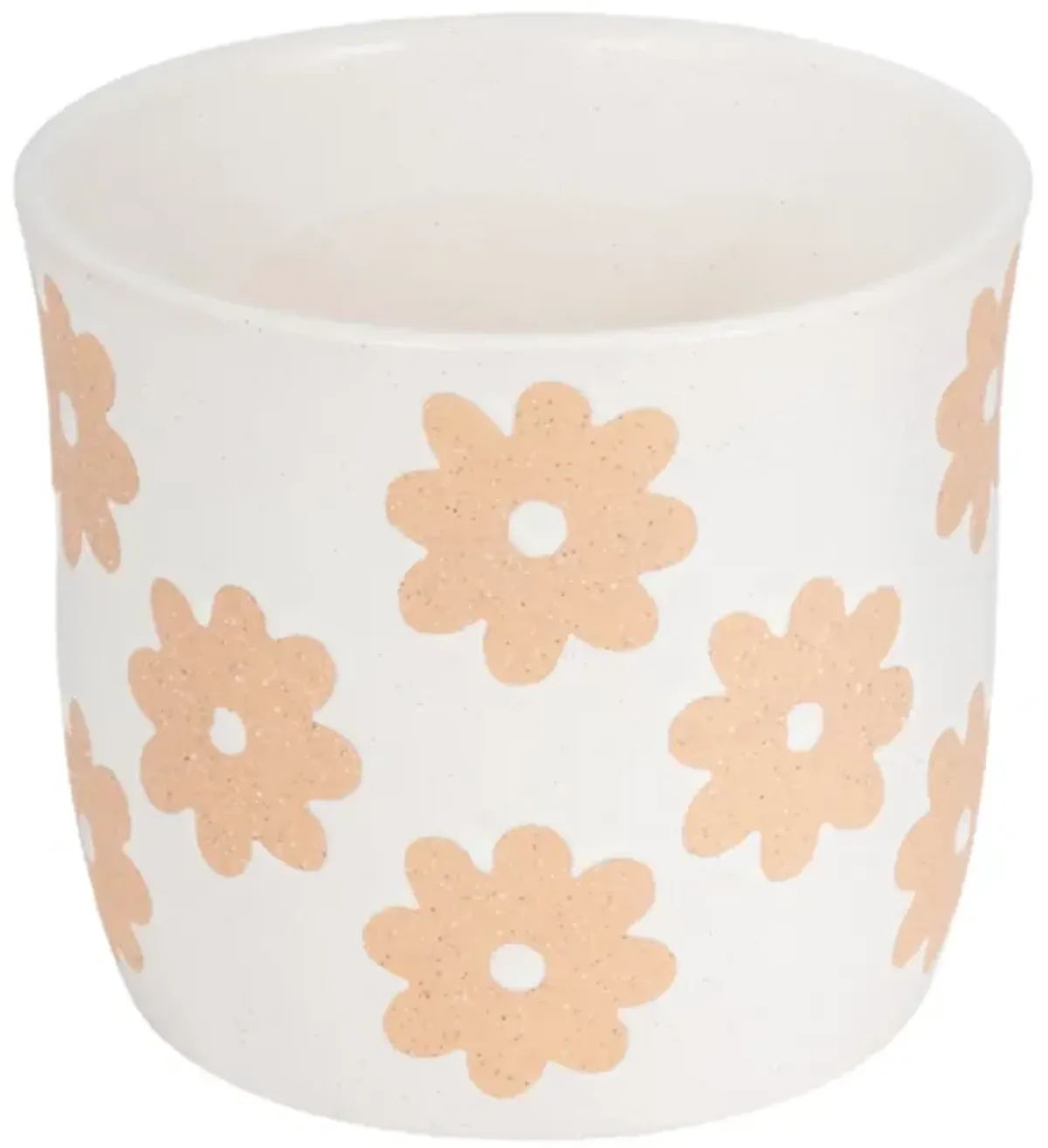6" Flower Power Planter, White/tan