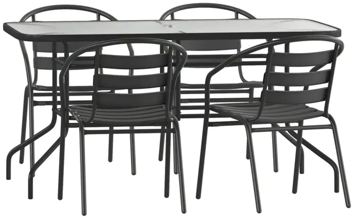 31.5x55 Black Patio Table Set