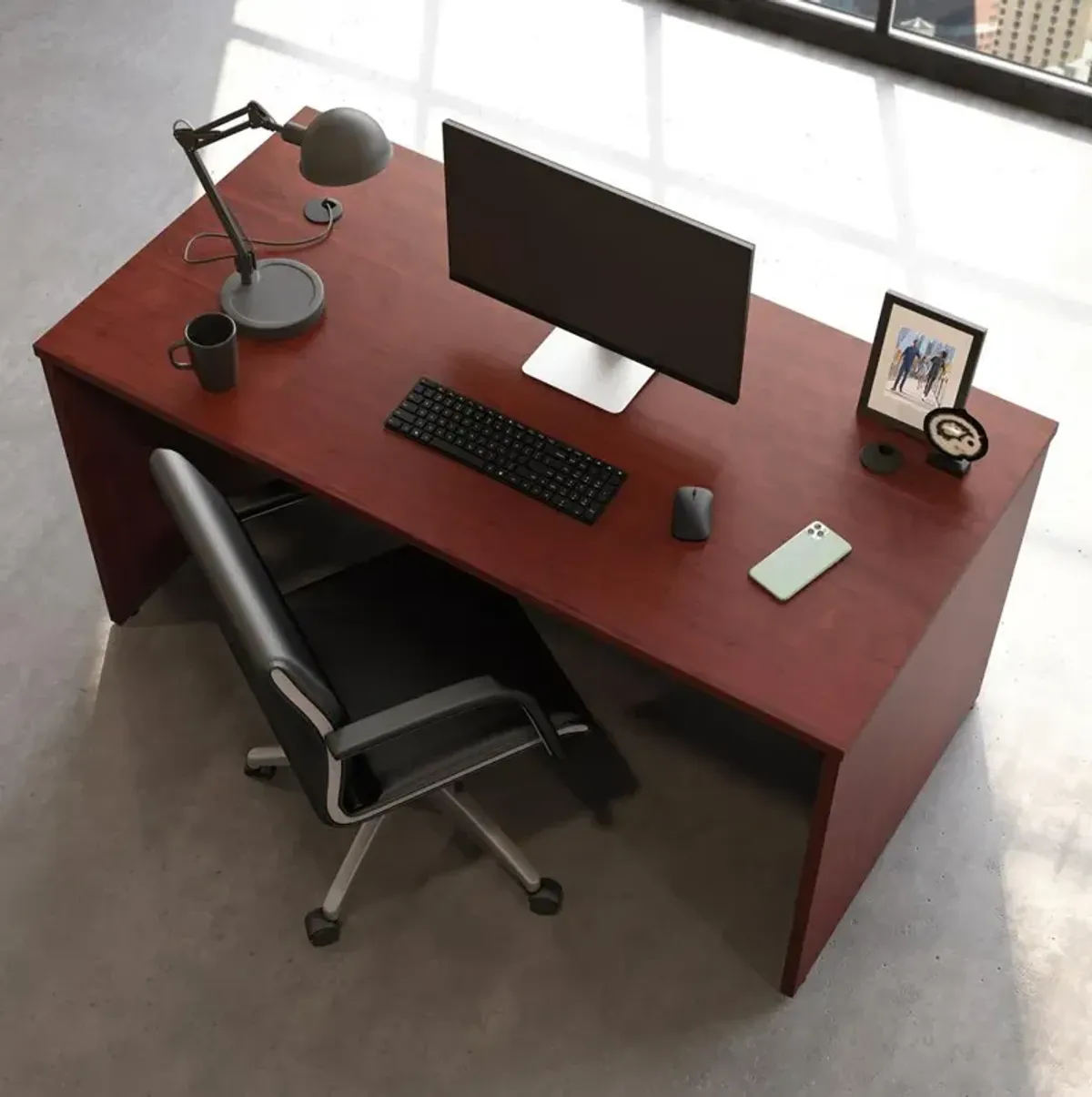 Sauder Affirm 60 Desk Shell Classic Cherry