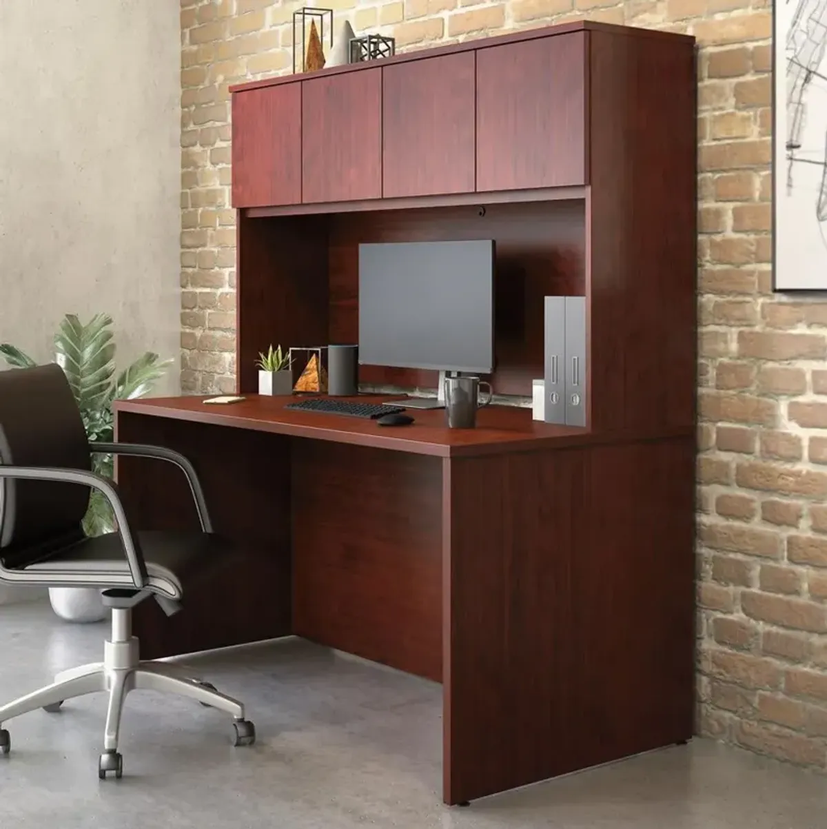 Sauder Affirm 60 Desk Shell Classic Cherry