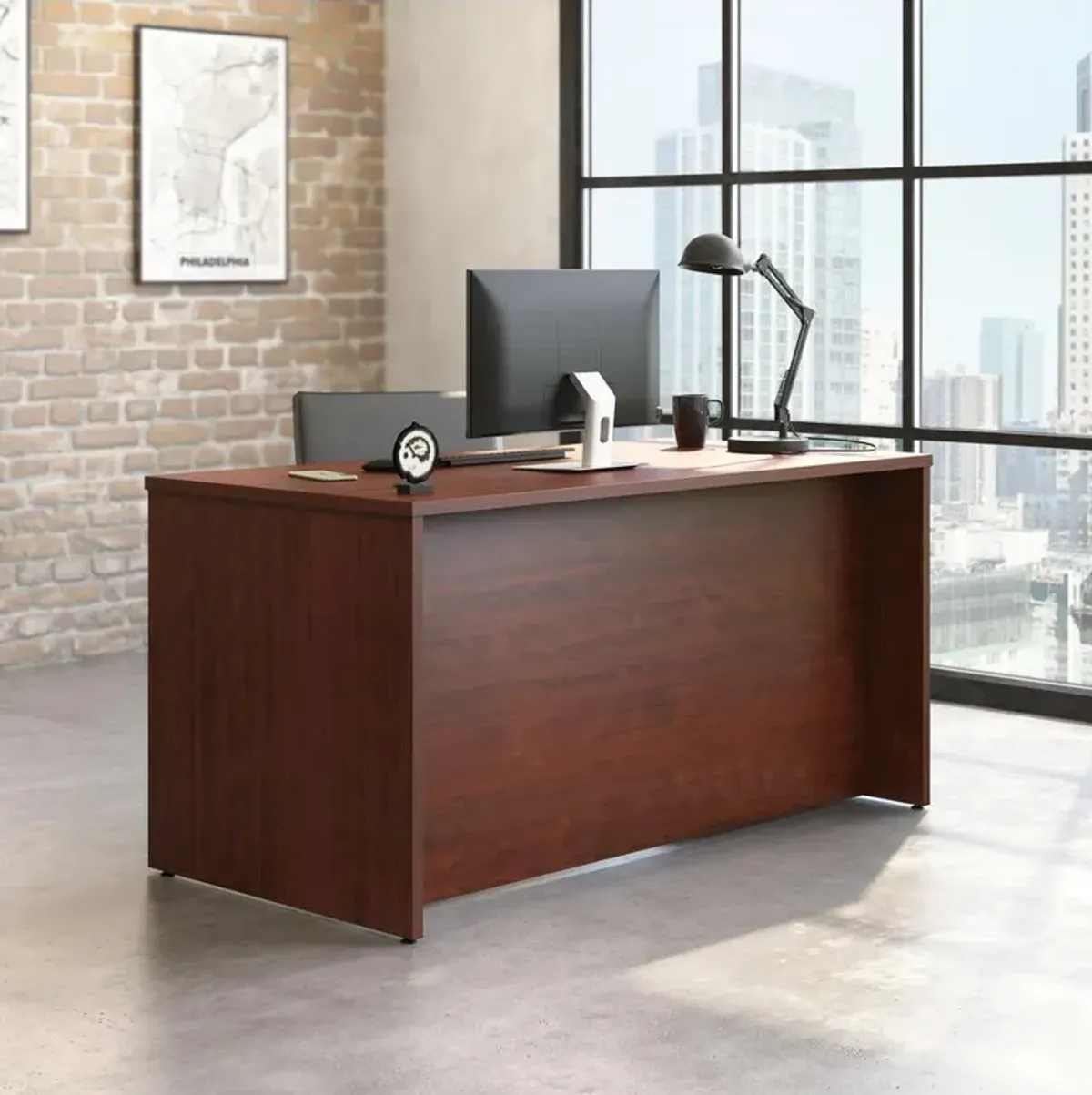 Sauder Affirm 60 Desk Shell Classic Cherry