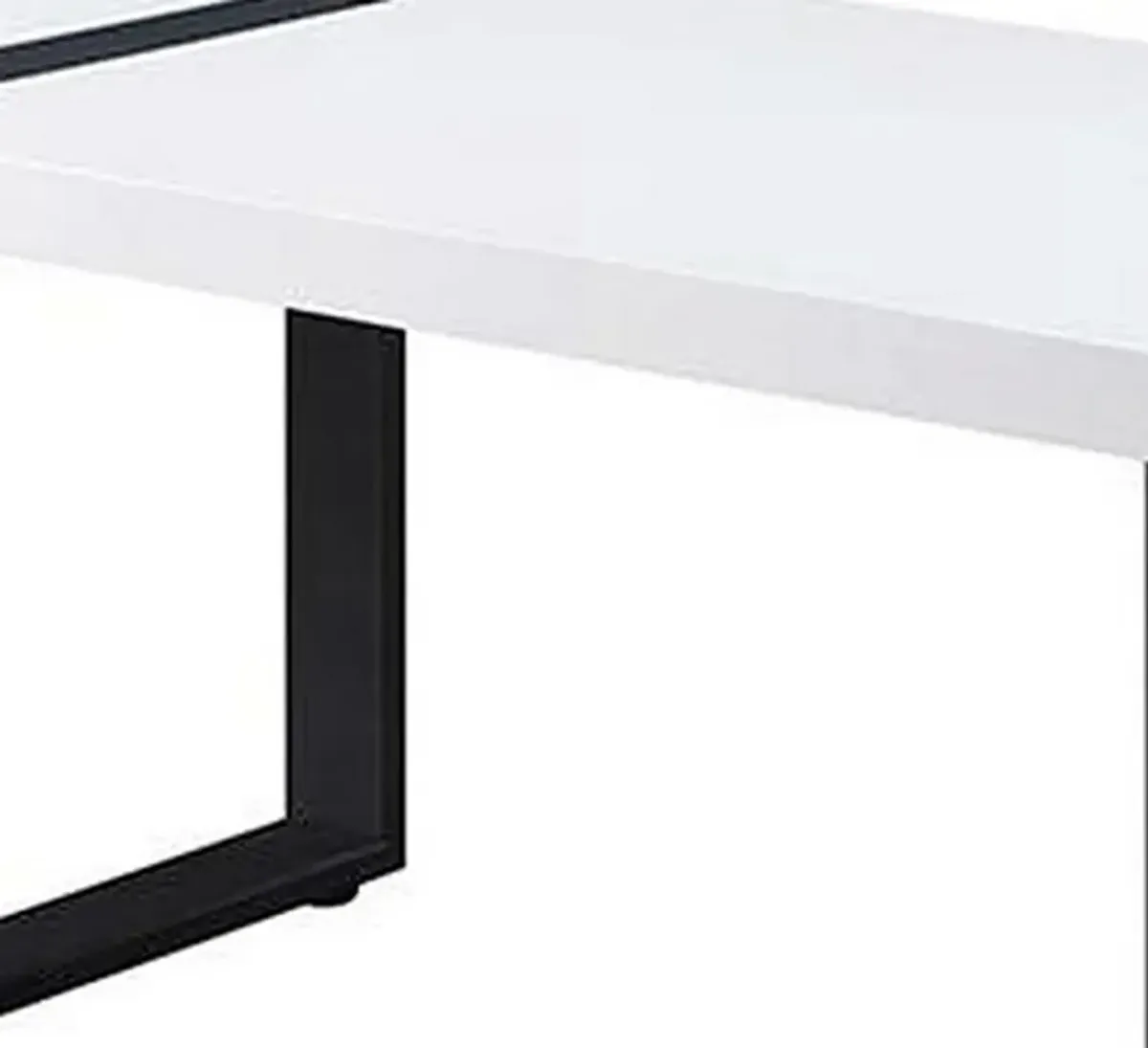 Two Tone Modern Coffee Table with Metal Legs, White and Black-Benzara