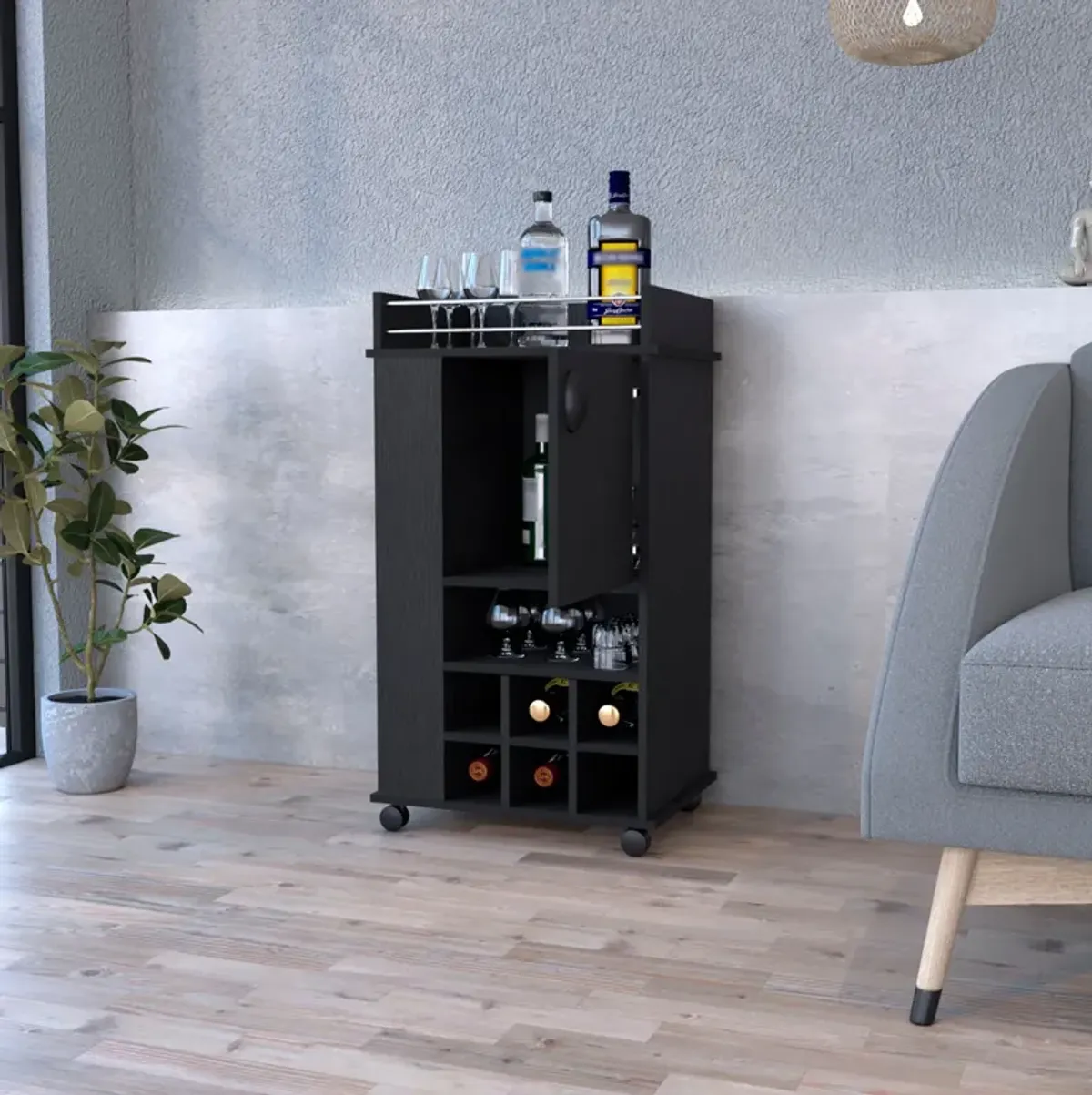 Bar Cart Reese, Living Room, Black