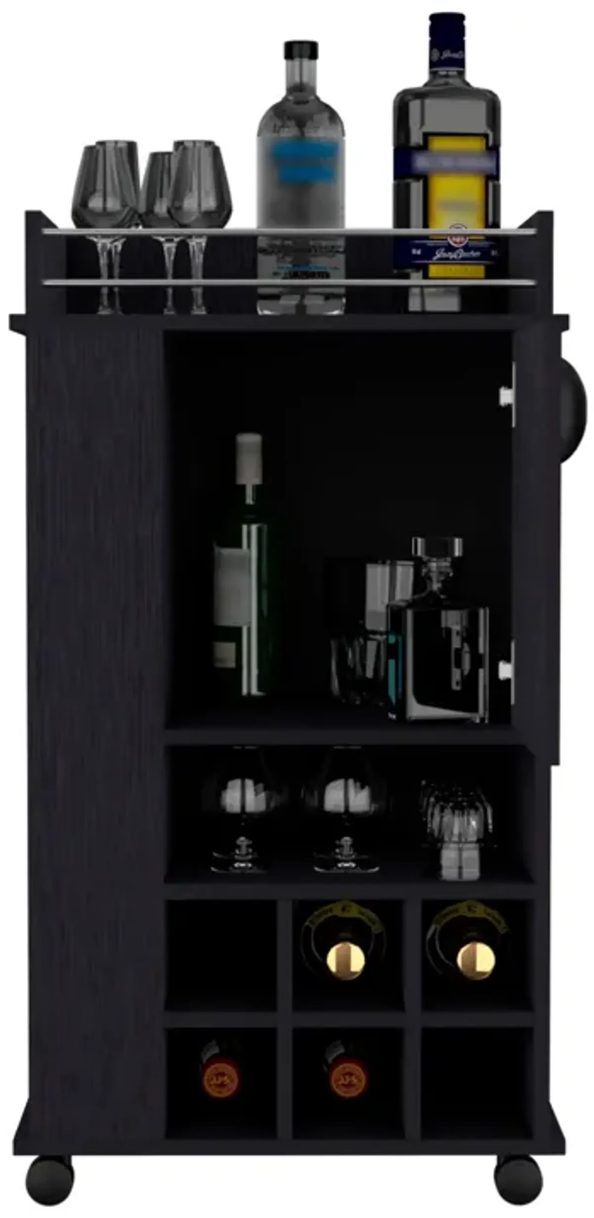 Bar Cart Reese, Living Room, Black