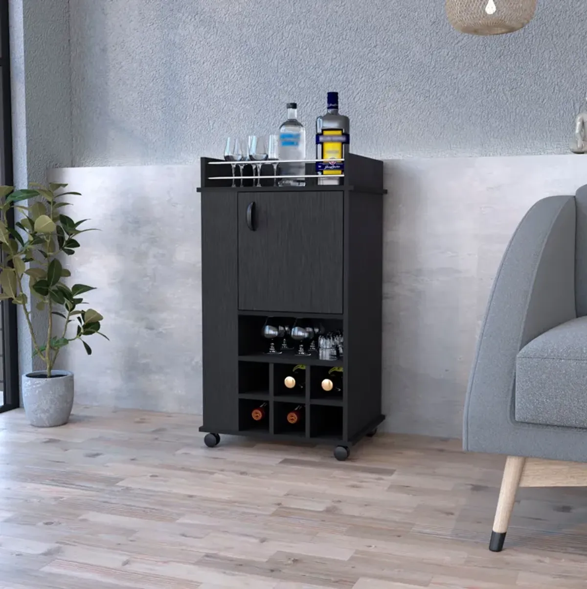 Bar Cart Reese, Living Room, Black