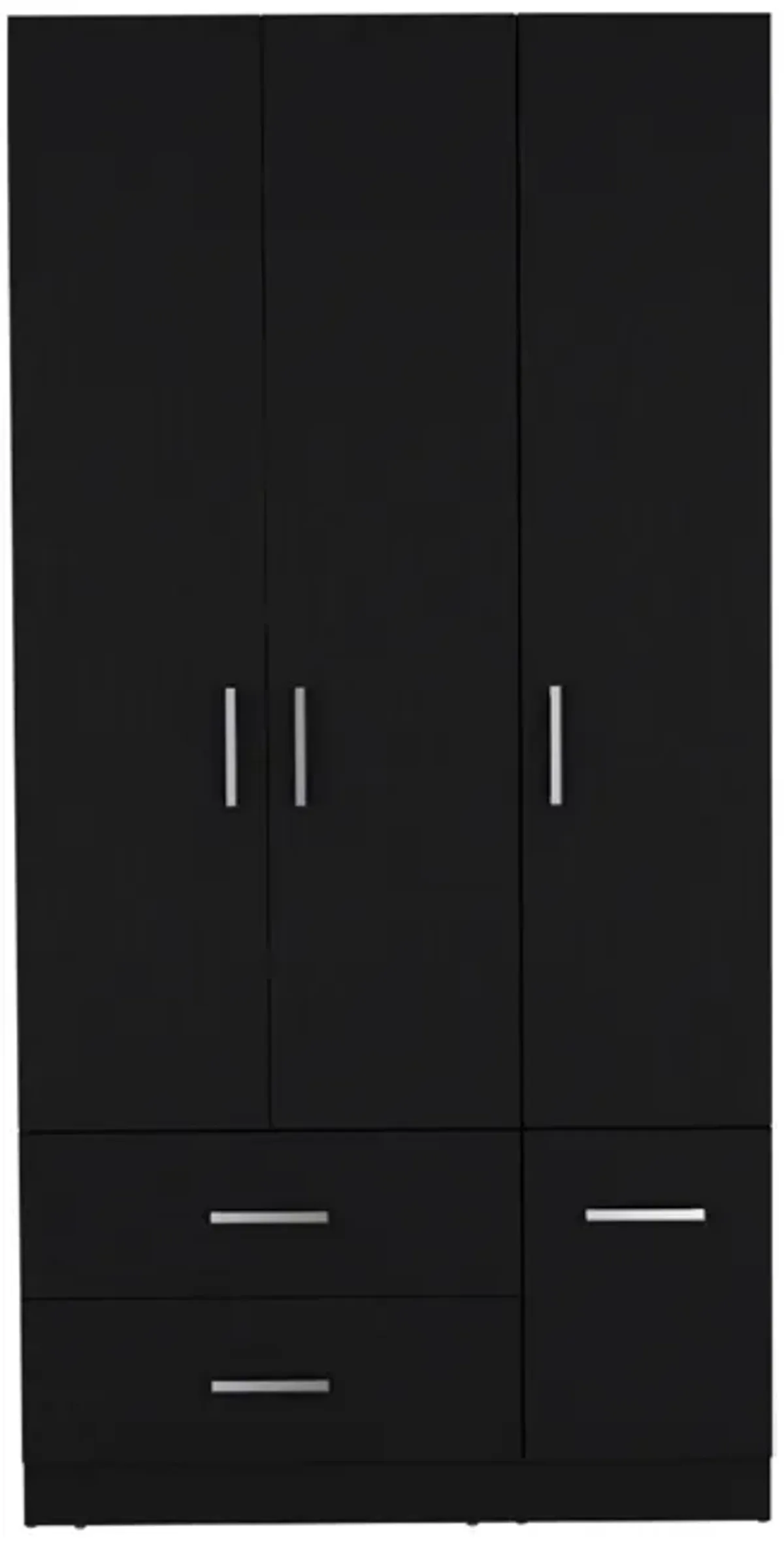 Sebree Armoire Wardrove 71", 4 Doors, Hanging Rod, 3 Cabinets, 6 Shelves, Black , Bedroom