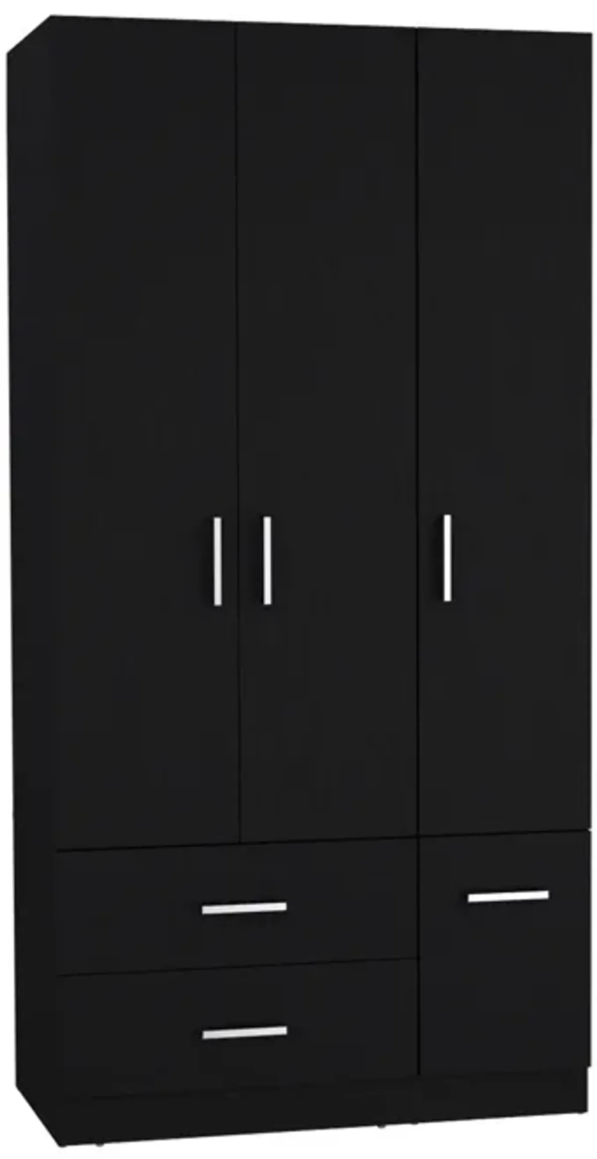 Sebree Armoire Wardrove 71", 4 Doors, Hanging Rod, 3 Cabinets, 6 Shelves, Black , Bedroom