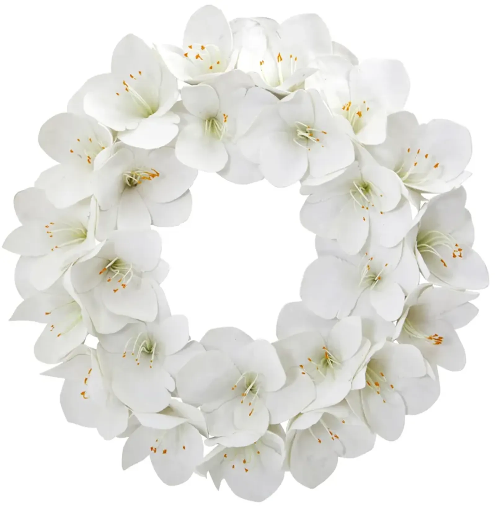 Amaryllis Artificial Spring Floral Wreath  24-Inch  Unlit