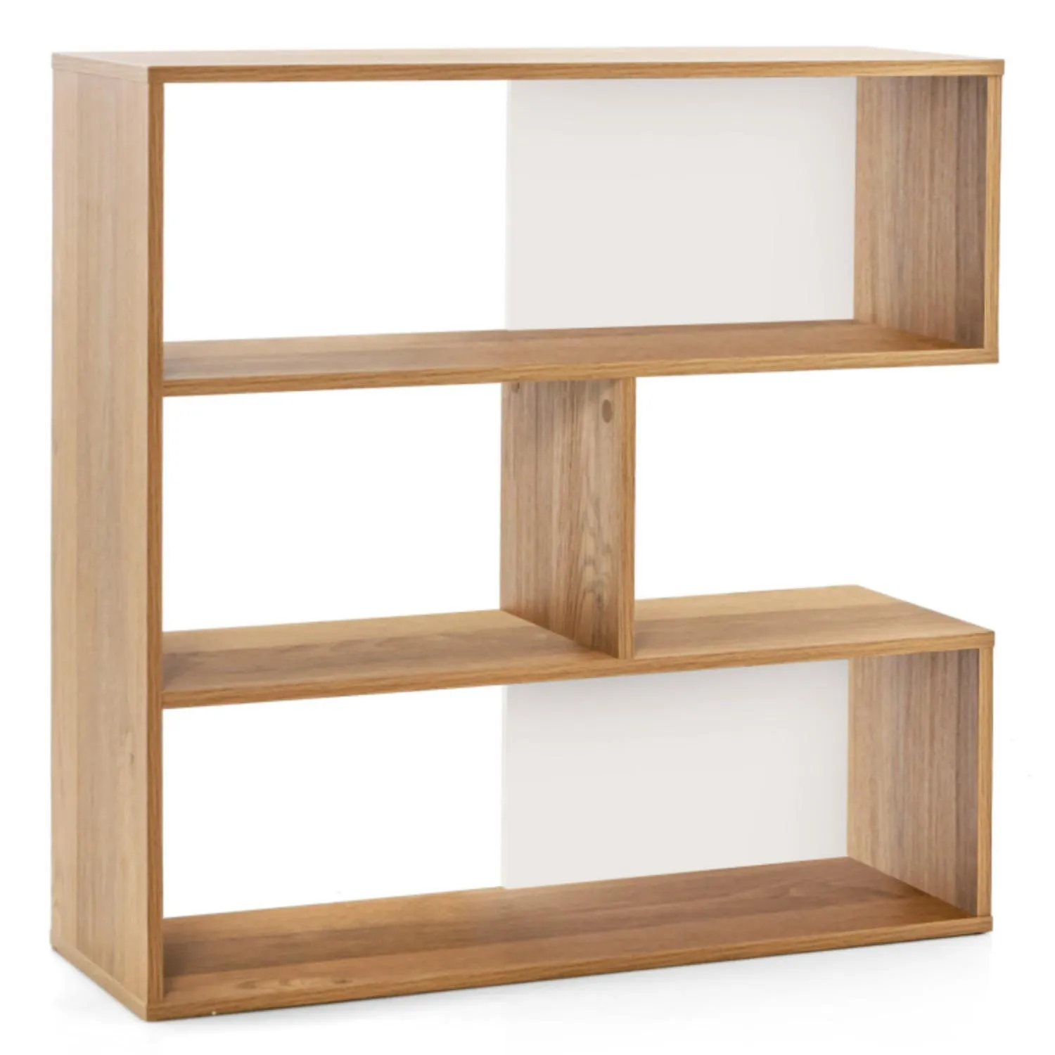 Hivvago Concave Bookshelf 3-Shelf Open Bookcase with Anti-Toppling Device for Living Room Study Office