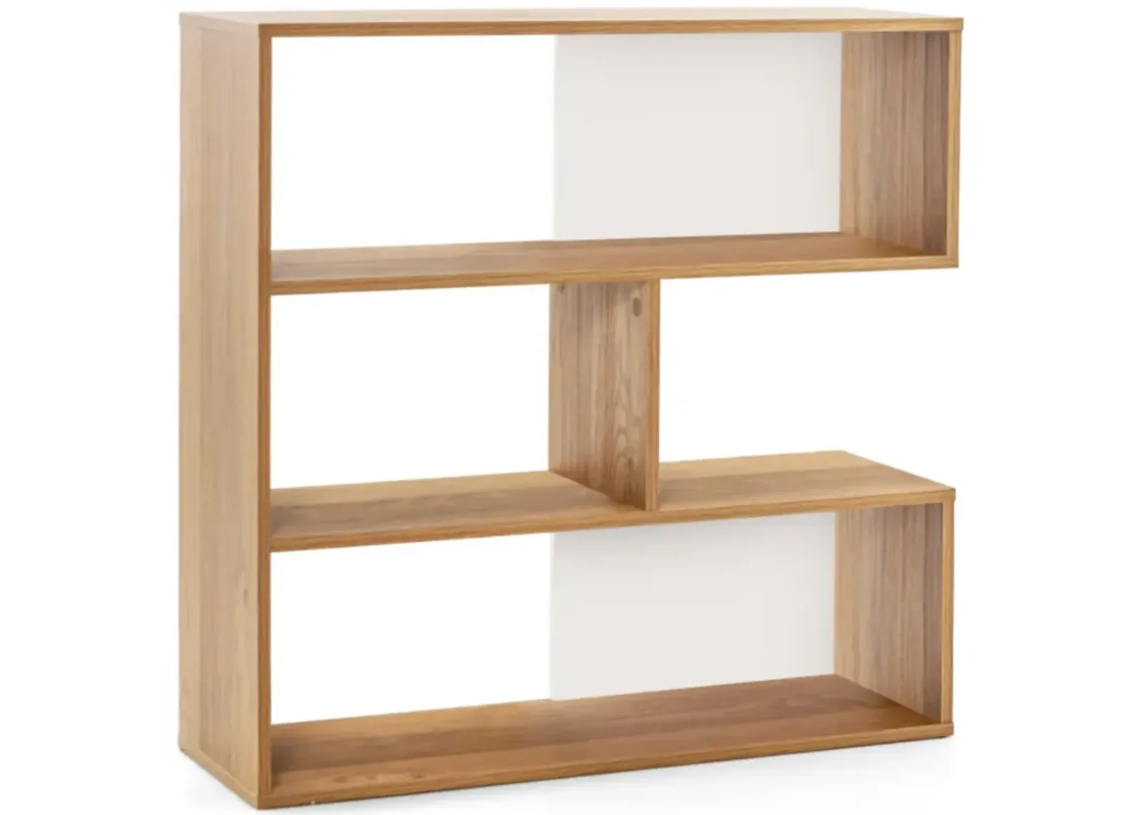 Hivvago Concave Bookshelf 3-Shelf Open Bookcase with Anti-Toppling Device for Living Room Study Office