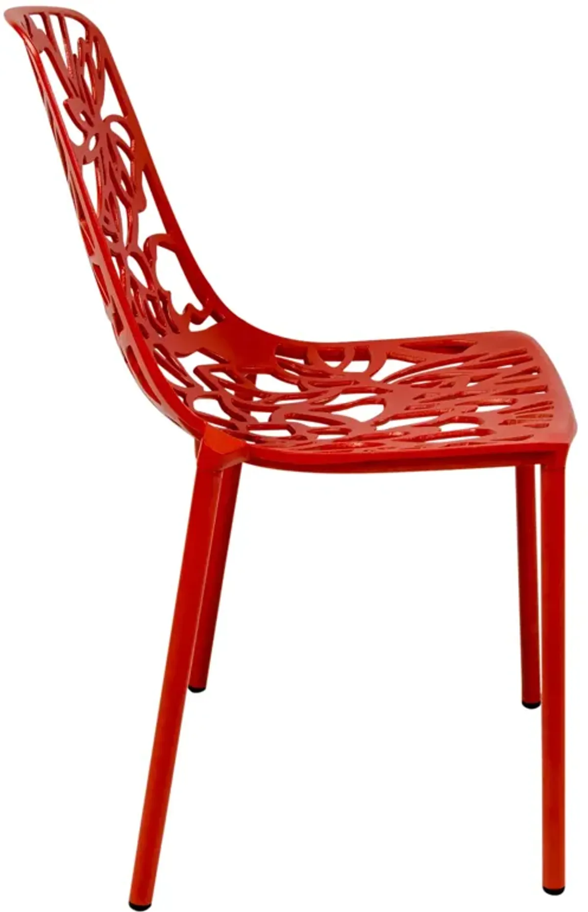 LeisureMod Devon Modern Aluminum Outdoor Dining Chair set of 2 in Red