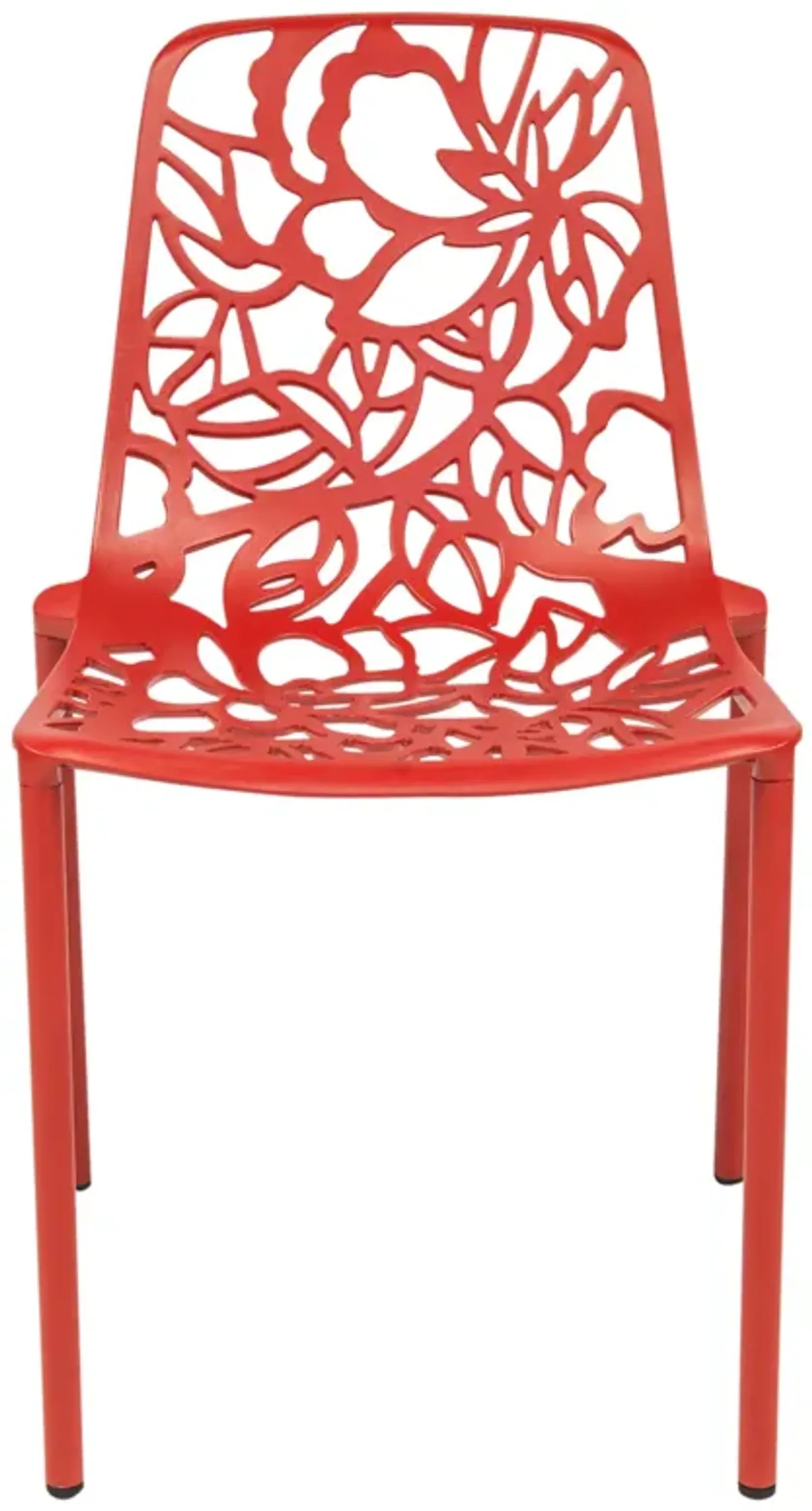 LeisureMod Devon Modern Aluminum Outdoor Dining Chair set of 2 in Red