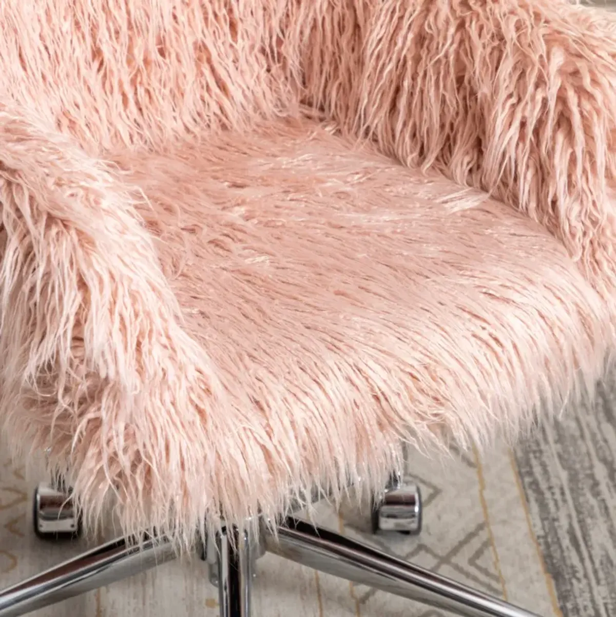 Modern Faux Fur Home Office Chair, Fluffy Chair For Girls, Makeup Vanity Chair