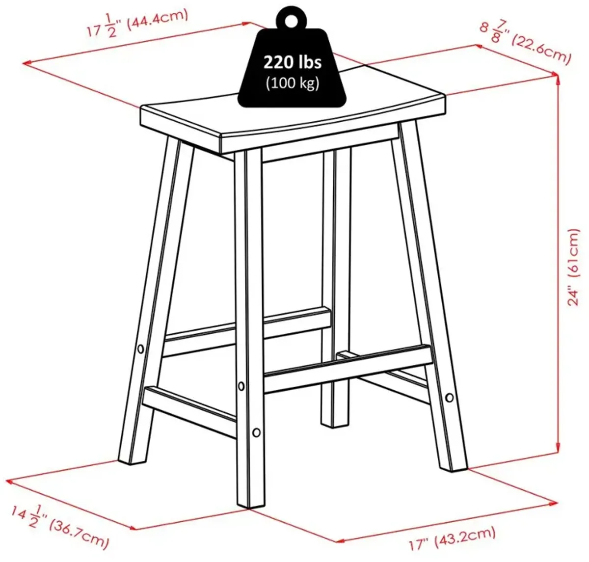 Satori 24" Saddle Seat Bar Stool Beech