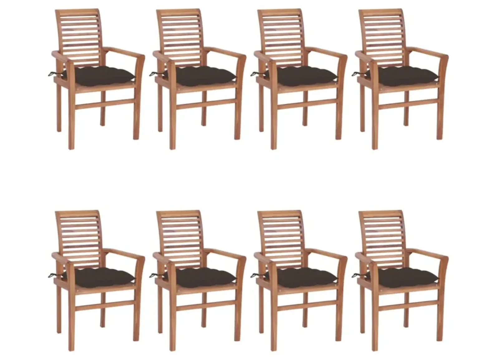 vidaXL Dining Chairs 8 pcs with Taupe Cushions Solid Teak Wood