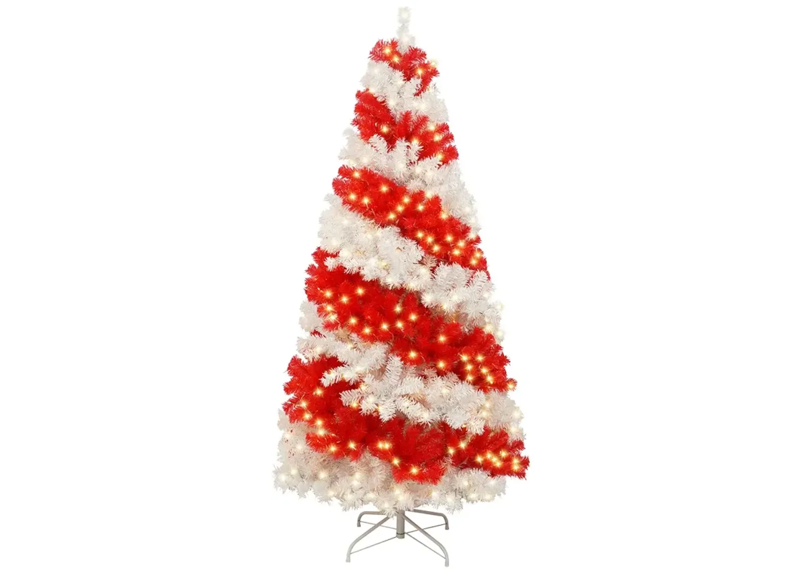 6ft Artificial Christmas Tree with 300 LED Lights and 900 Bendable Branches, Candy Cane Christmas Tree Holiday Decoration, Creative Decorated Trees, Xmas Tree Christmas Decorations