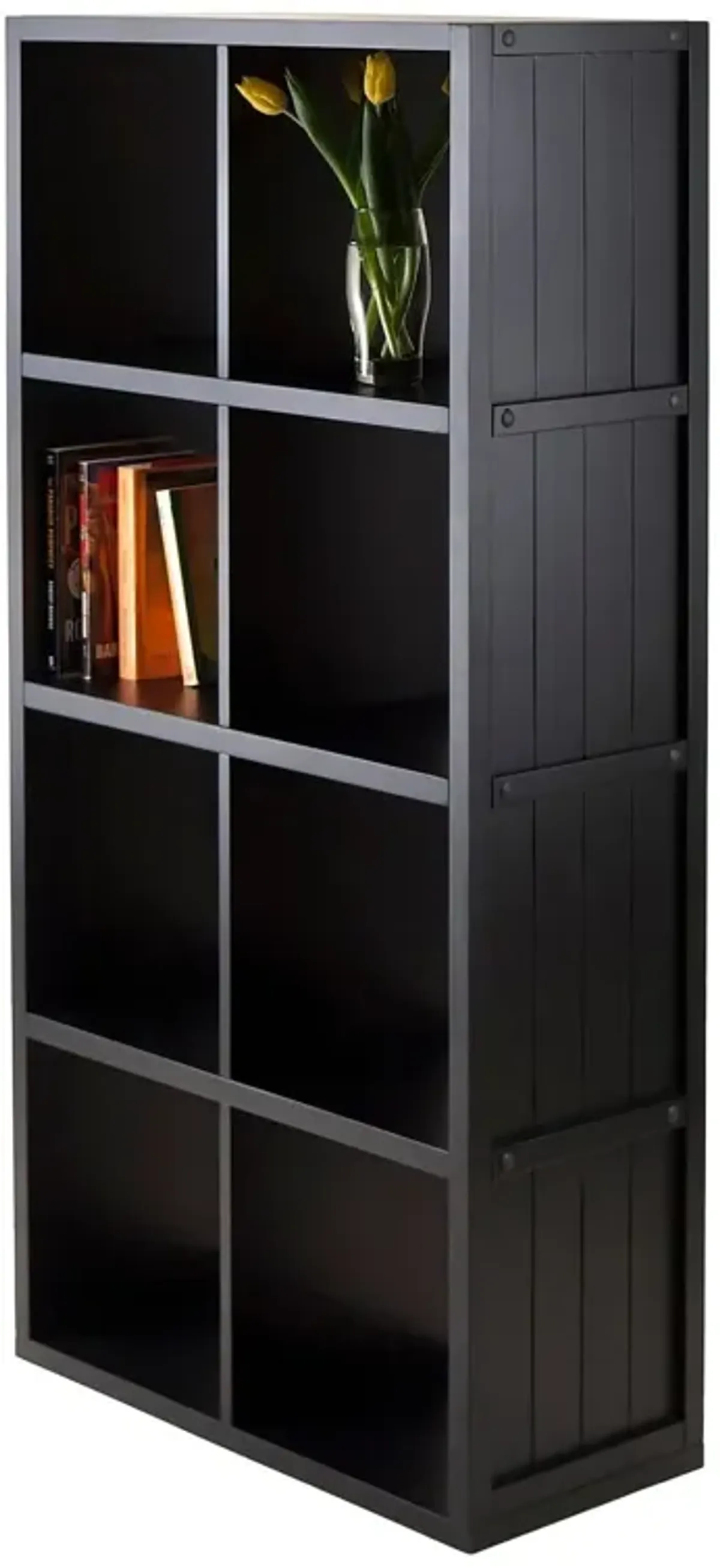 Casafoyer Contemporary Timothy Collection Cube Shelf with Wainscoting Panel - Black