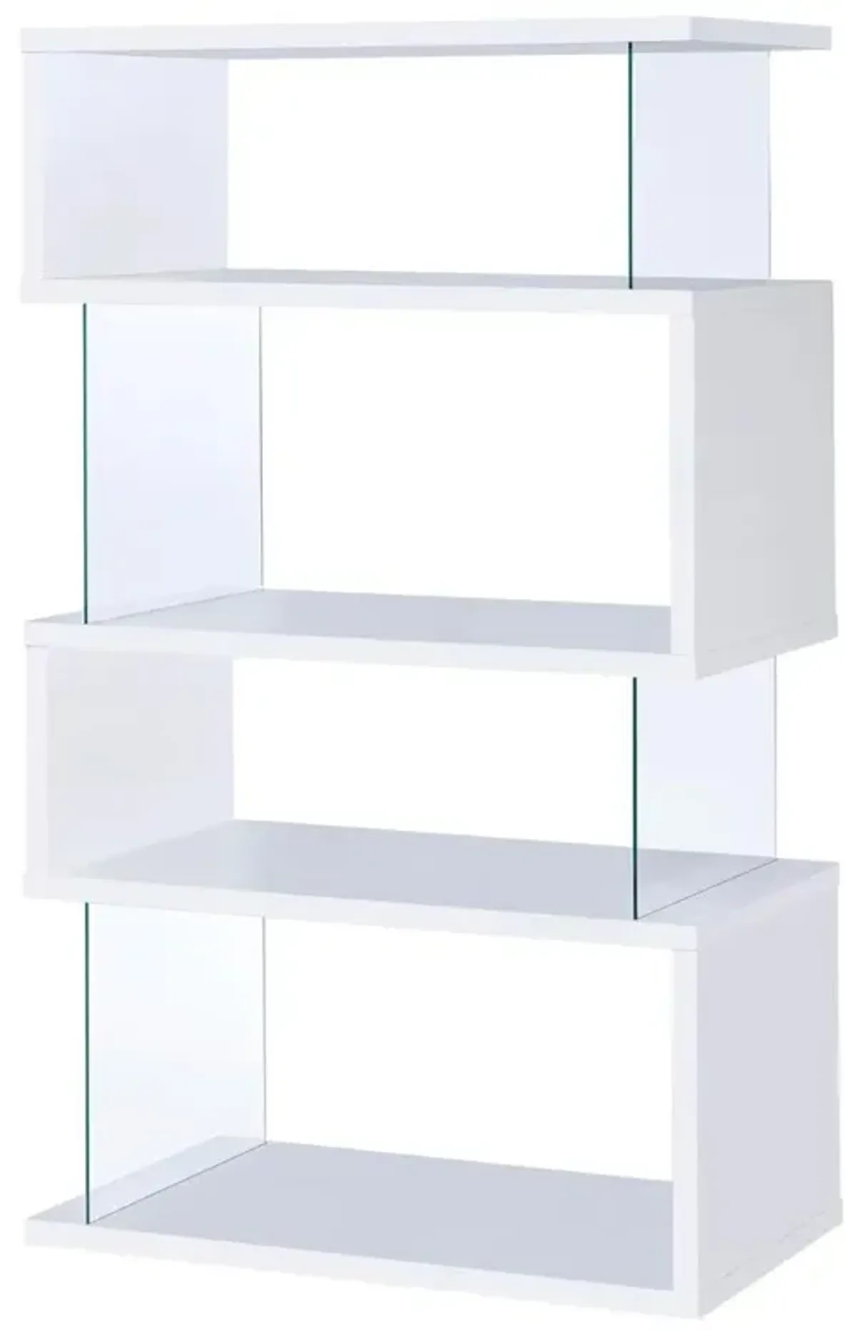 Emelle 4-tier Bookcase White and Clear