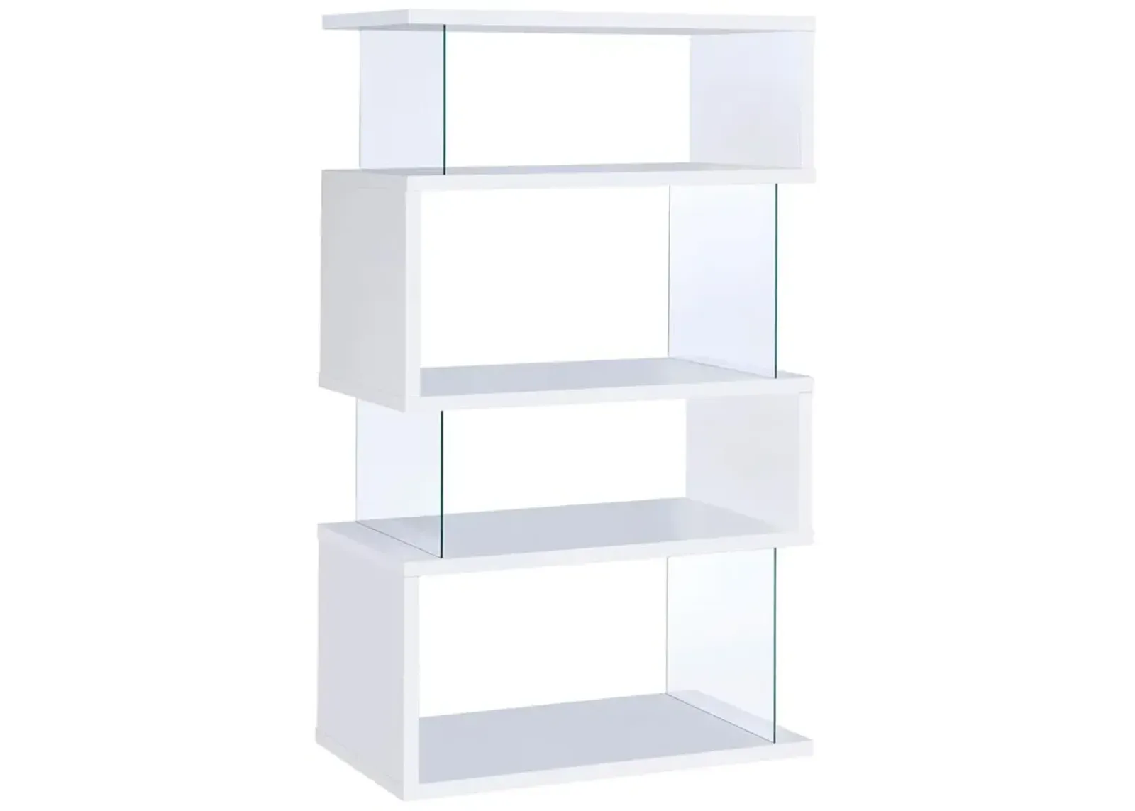 Emelle 4-tier Bookcase White and Clear