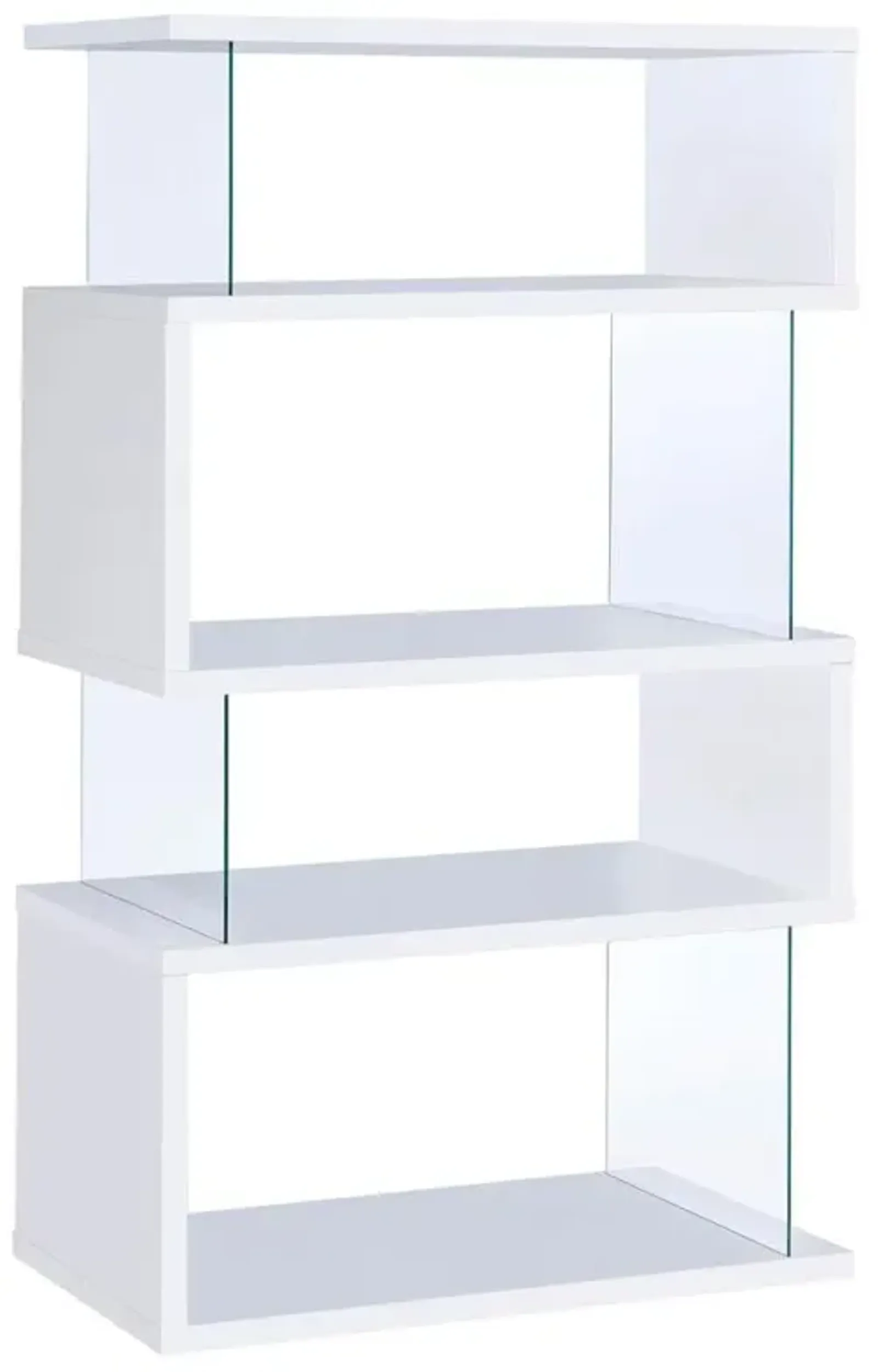 Emelle 4-tier Bookcase White and Clear