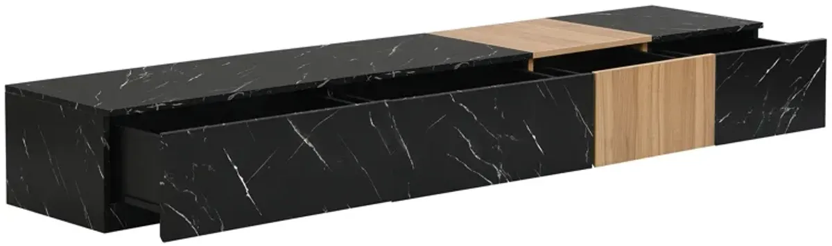 Merax Faux Marble TV Stand with 4 Storage Drawers