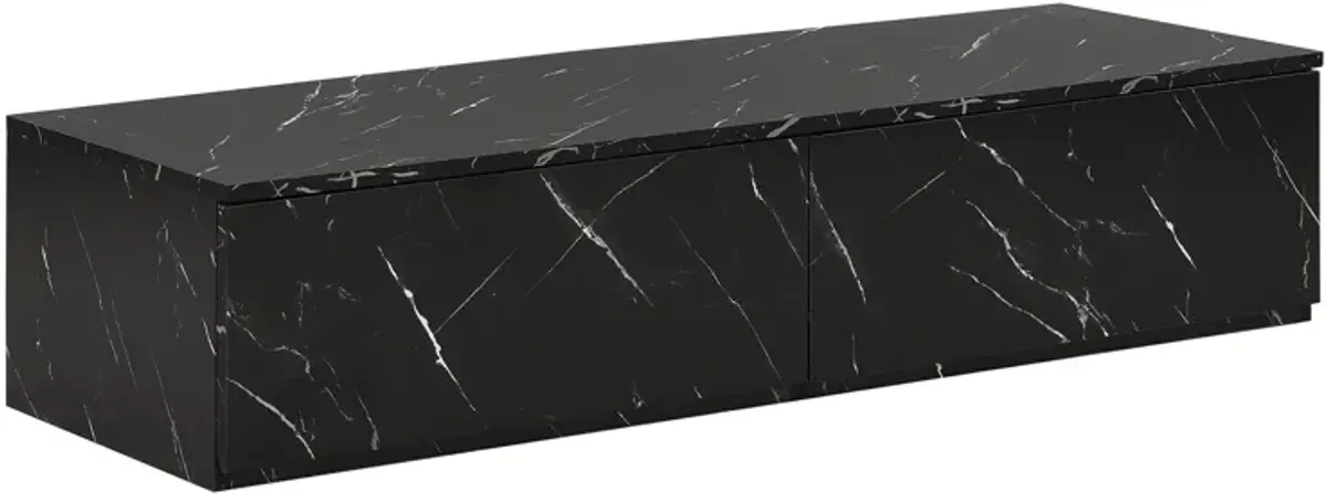 Merax Faux Marble TV Stand with 4 Storage Drawers