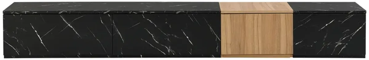 Merax Faux Marble TV Stand with 4 Storage Drawers