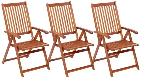 Garden Chair Set of 3 Brown Solid Acacia wood Medium Foldable