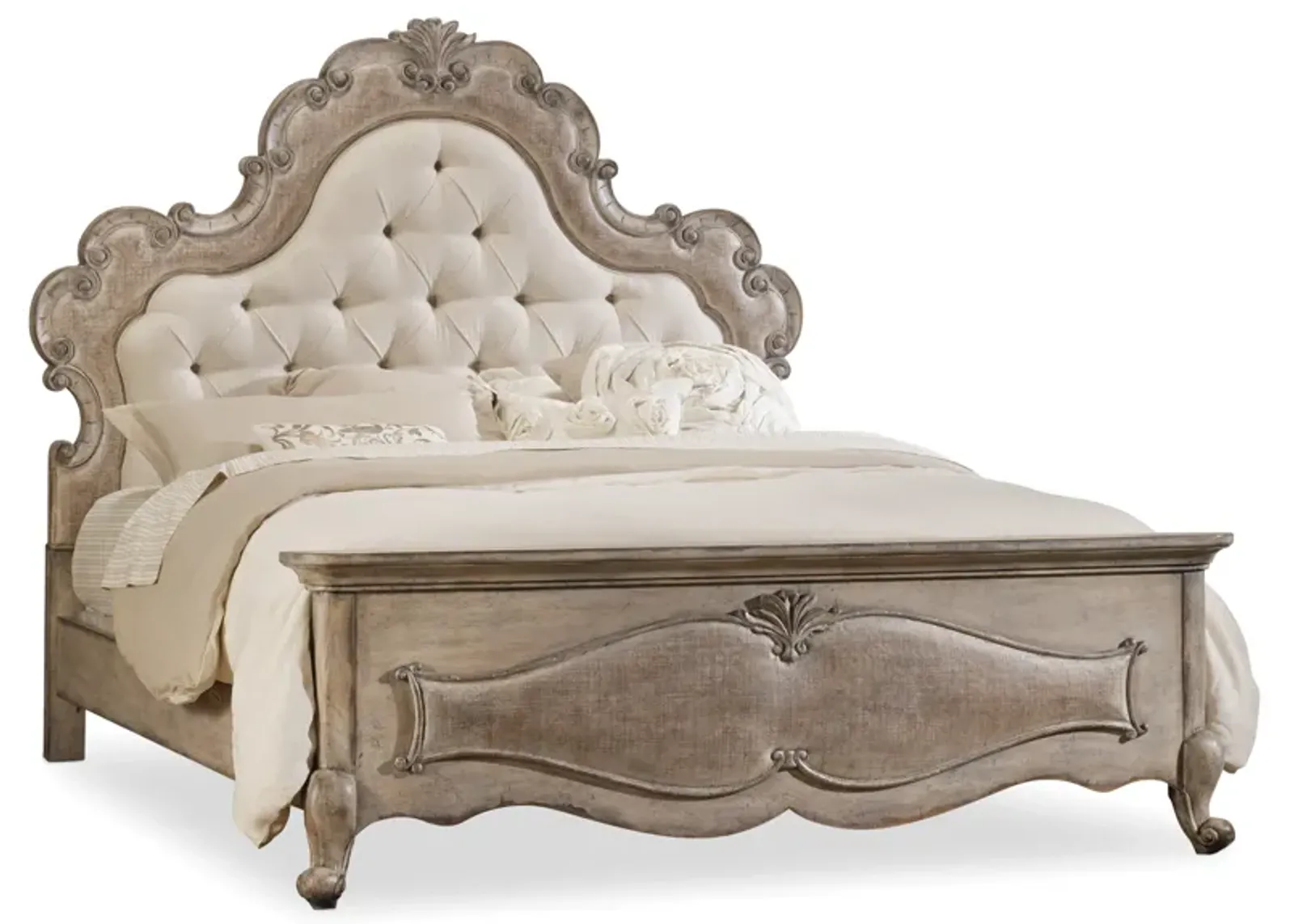 Chatelet King Upholstered Panel Bed in Beige