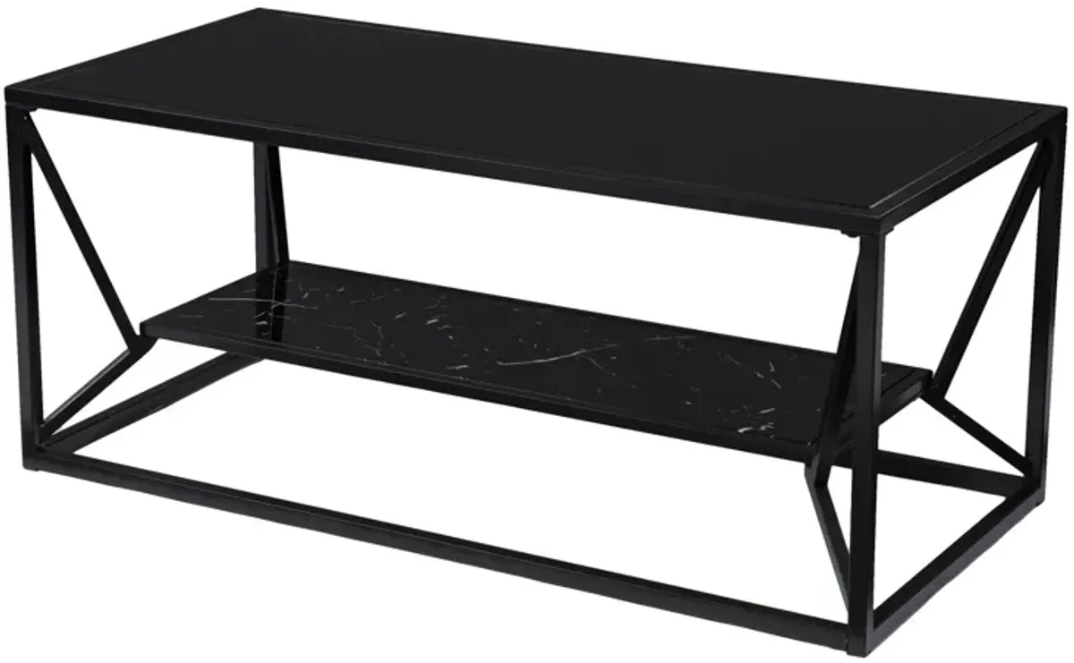 Hivvago 42" Glass And Metal Rectangular Coffee Table