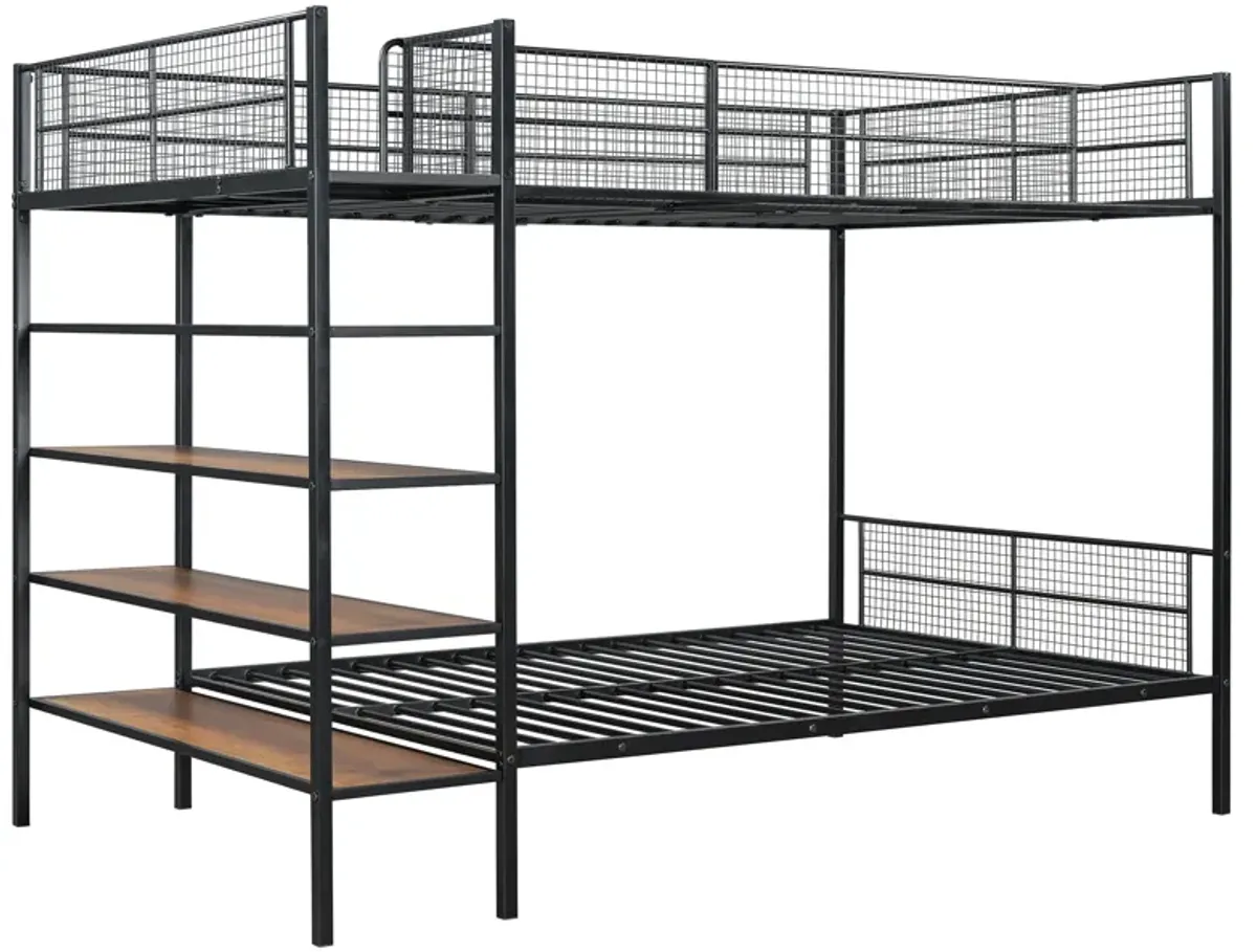 Merax Metal Bunk Bed with 5-Tier Shelves