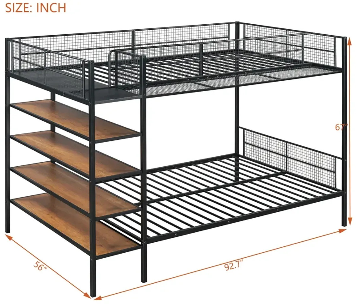 Merax Metal Bunk Bed with 5-Tier Shelves