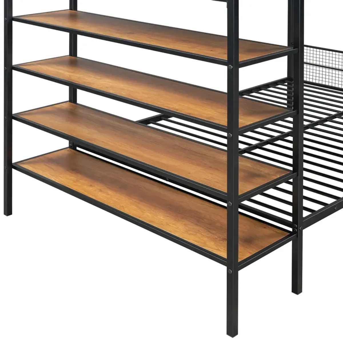 Merax Metal Bunk Bed with 5-Tier Shelves