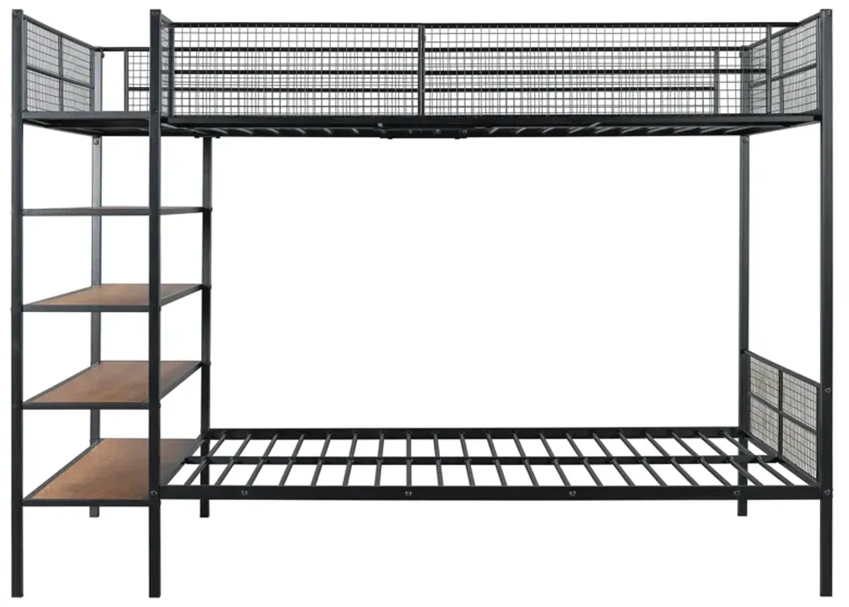 Merax Metal Bunk Bed with 5-Tier Shelves