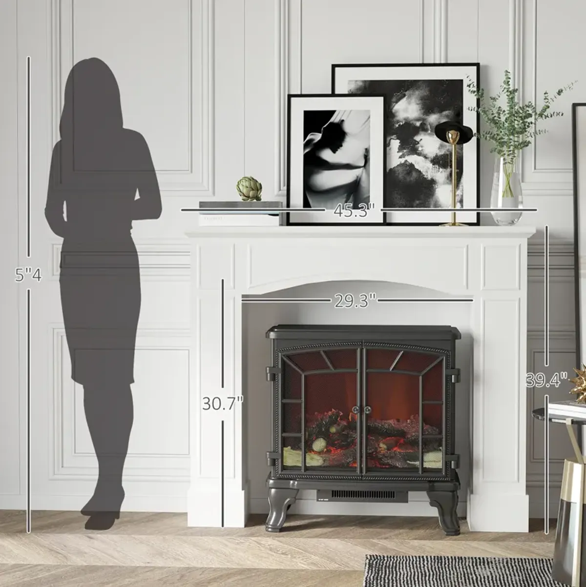 Streamdale Modern Fireplace Mantel, White (29" Interior Width)
