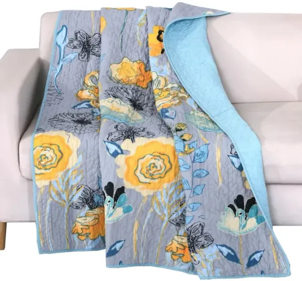 Greenland Home Fashion Watercolor Dream 100% Cotton Quilted Throw Blanket - Gray 50x60"