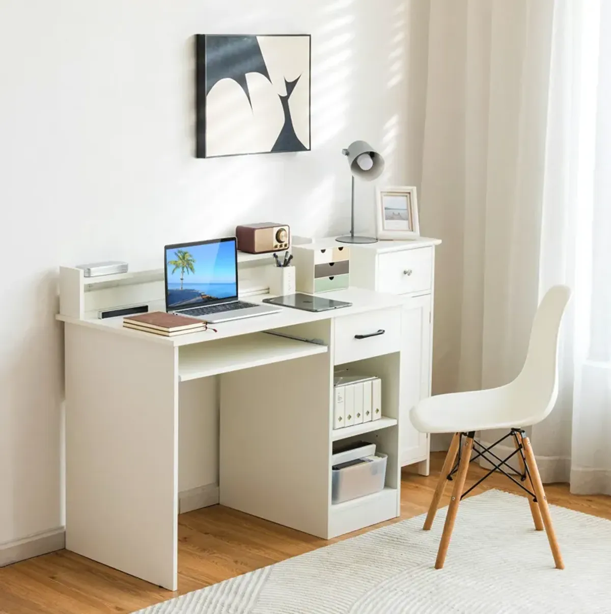 Study Laptop Table with Drawer and Keyboard Tray