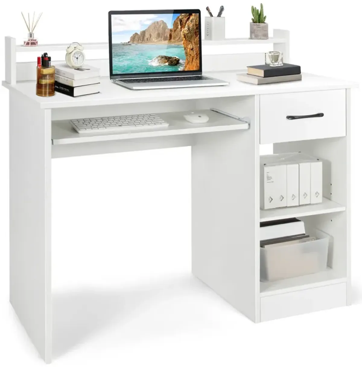 Study Laptop Table with Drawer and Keyboard Tray