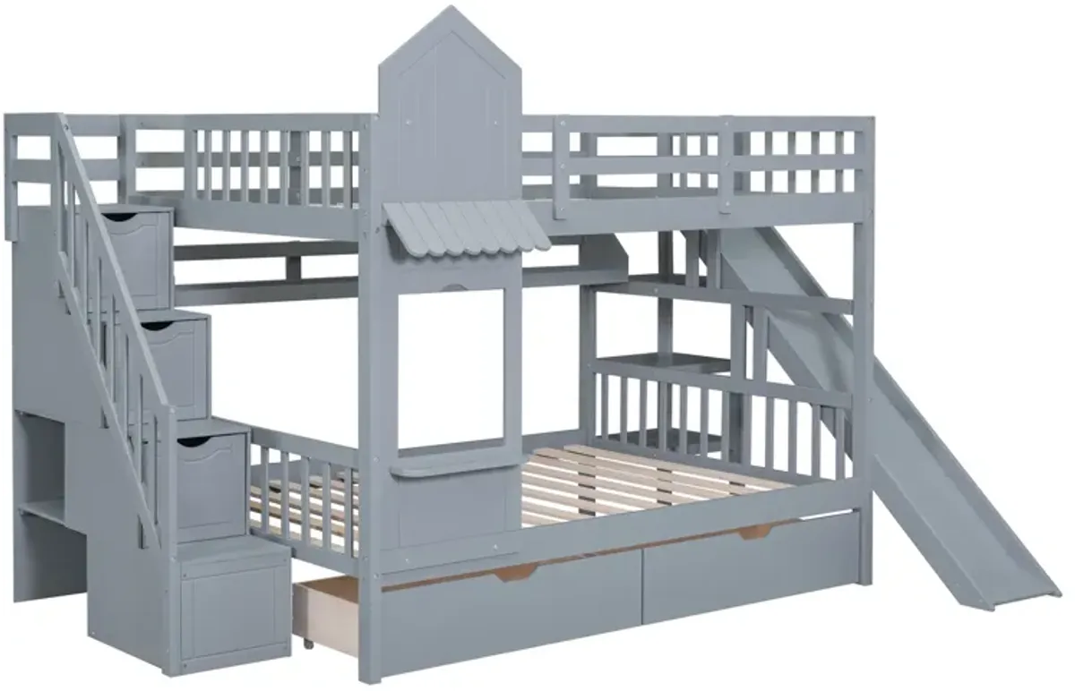 Merax Castle Bunk Bed with 2 Drawers