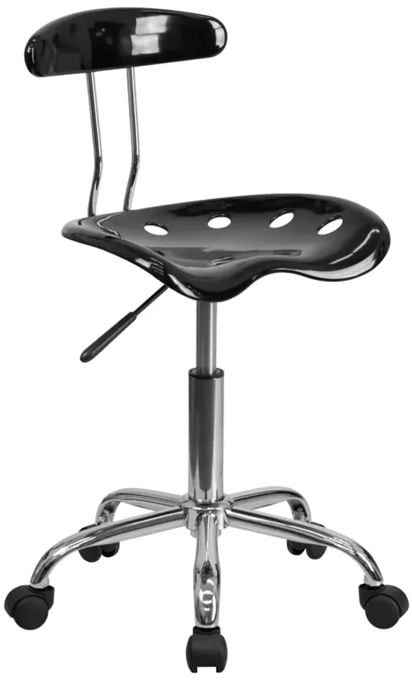 Elliott Vibrant Bright Blue and Chrome Swivel Task Office Chair with Tractor Seat