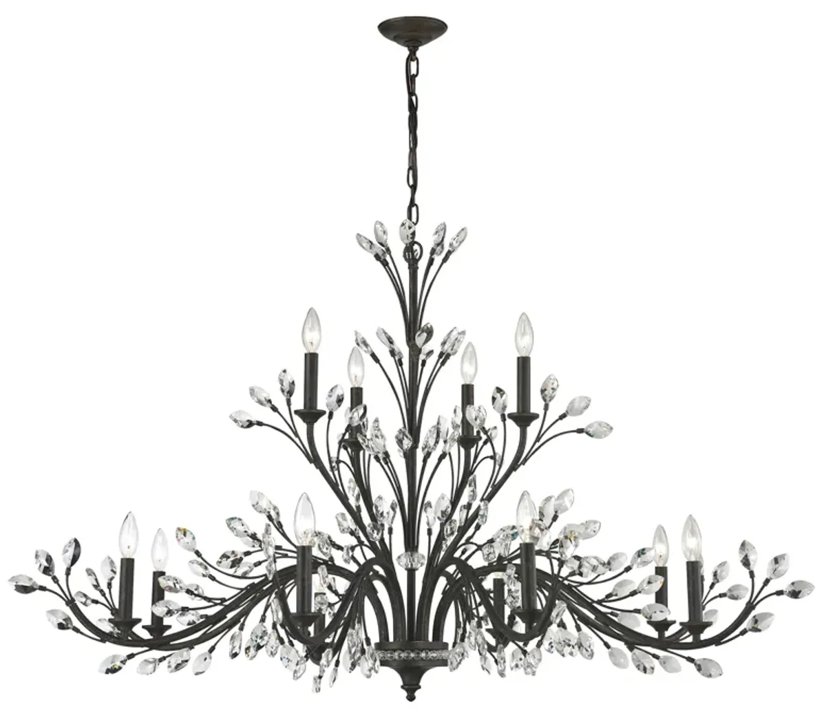 Crystal Branches 52'' Wide 12-Light Chandelier
